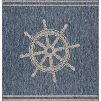 8’ x 9’ Navy Ship Helm Indoor Outdoor Area Rug