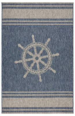 8’ x 9’ Navy Ship Helm Indoor Outdoor Area Rug