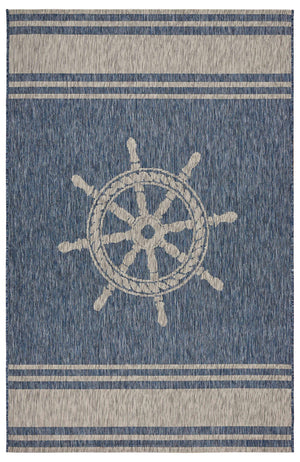 8’ x 9’ Navy Ship Helm Indoor Outdoor Area Rug