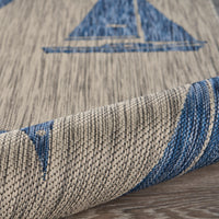 2’ x 3’ Gray Sailboat Indoor Outdoor Scatter Rug