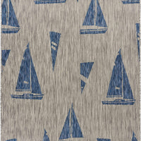 8’ x 10’ Gray Sailboat Indoor Outdoor Area Rug