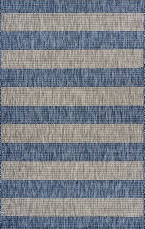 5’ x 7’ Navy Stripes Indoor Outdoor Area Rug