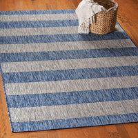 5’ x 7’ Navy Stripes Indoor Outdoor Area Rug