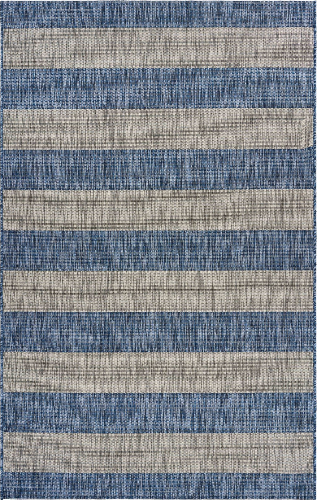 8’ x 10’ Navy Stripes Indoor Outdoor Area Rug