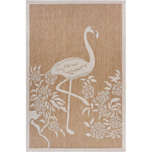 2’ x 3’ Tan Flamingo Indoor Outdoor Scatter Rug