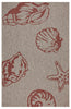 5’ x 7’ Red and Beige Seashell Area Rug