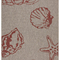 5’ x 7’ Red and Beige Seashell Area Rug