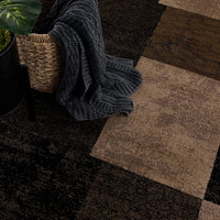 4’ x 6’ Brown Geometric Blocks Area Rug