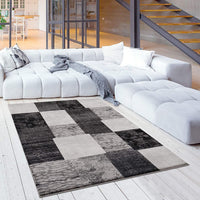 7’ x 9’ Gray Geometric Blocks Area Rug