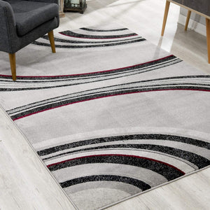 10' Gray Abstract Power Loom Runner Rug