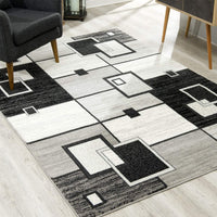 2’ x 4’ Gray Asymmetric Blocks Area Rug