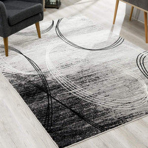 4’ x 6’ Gray Distressed Swirls Area Rug