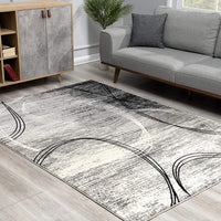 4’ x 6’ Gray Distressed Swirls Area Rug