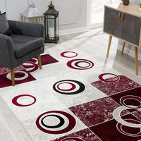 2’ x 4’ Red and White Inverse Circles Area Rug