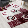 8’ x 11’ Red and White Inverse Circles Area Rug
