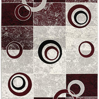 8’ x 11’ Red and White Inverse Circles Area Rug