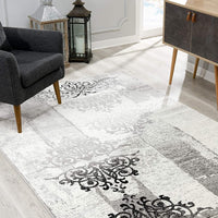 2’ x 4’ Gray Faded Filigree Pattern Area Rug