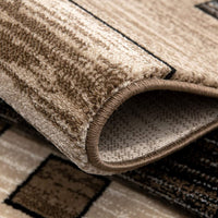 8’ x 11’ Beige and Brown Geometric Area Rug