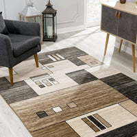 8’ x 11’ Beige and Brown Geometric Area Rug