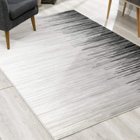 8’ x 11’ Black Transitional Striped Area Rug