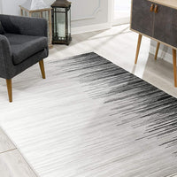 8’ x 11’ Black Transitional Striped Area Rug