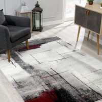 2’ x 4’ Gray and Burgundy Abstract Area Rug