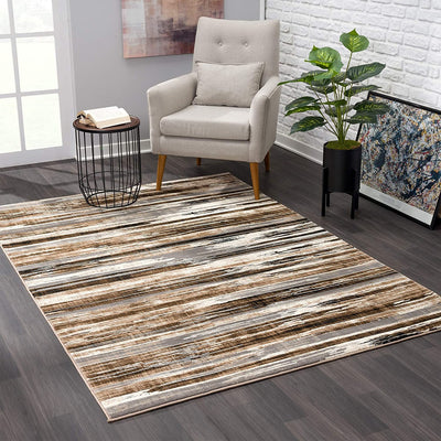 8’ x 11’ Beige Rustic Strokes Area Rug