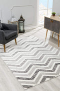 7’ x 9’ Gray Distressed Chevron Area Rug