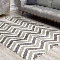 8’ x 11’ Gray Distressed Chevron Area Rug