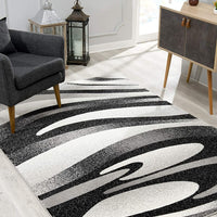 4’ x 6’ Black and Gray Abstract Marble Area Rug