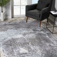 8’ x 11’ Gray Distressed Abstract Area Rug