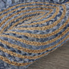 Denim and Natural Jute Round Swirl Fringed Rug