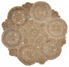 6’ Tan Floral Rings Jute Area Rug