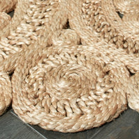 6’ Tan Floral Rings Jute Area Rug