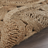 6’ Tan Floral Rings Jute Area Rug