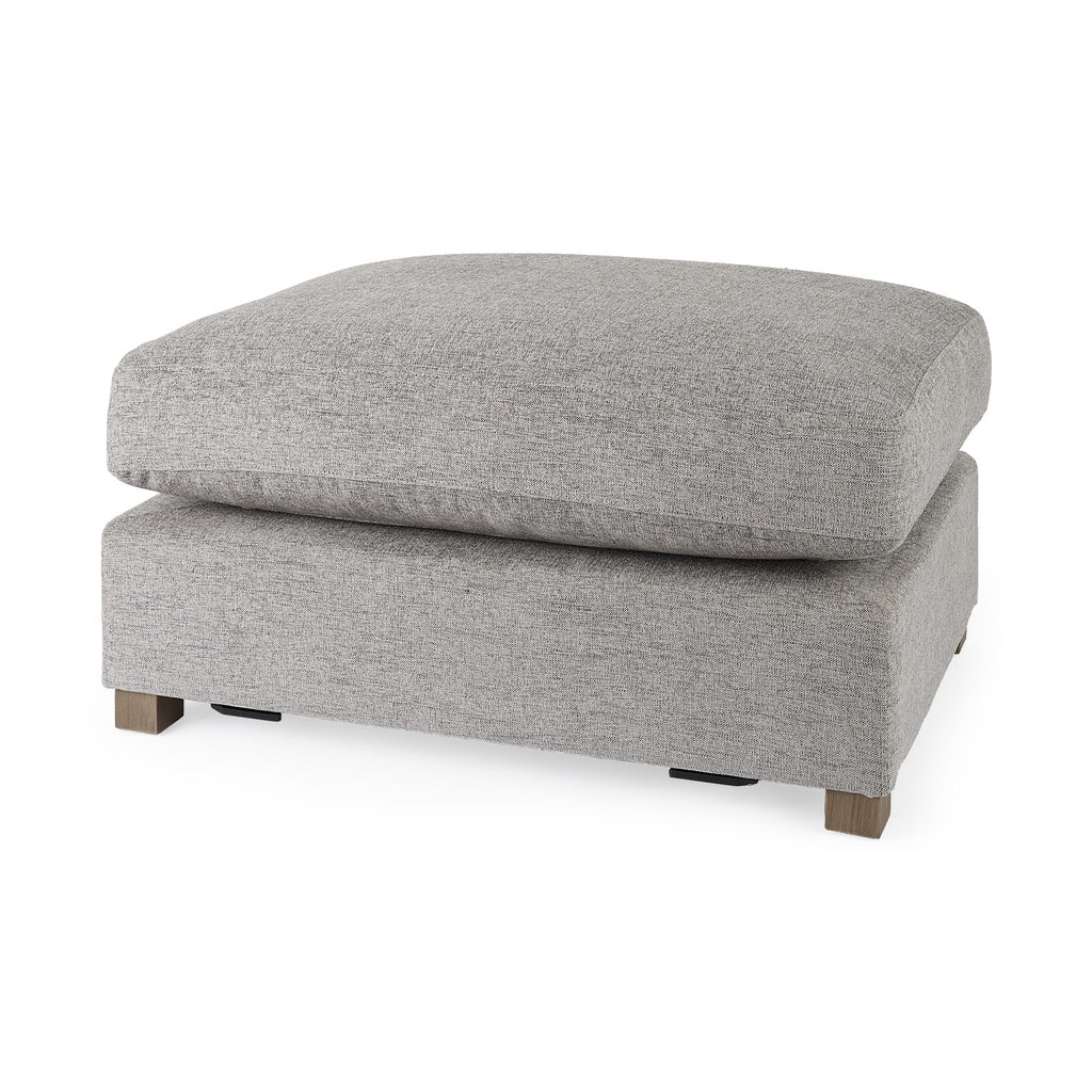 Gray Fabric Covered Half Ottoman