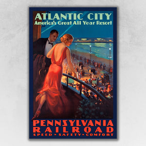 24" x 36" Vintage 1935 Atlantic City Travel Poster Wall Art