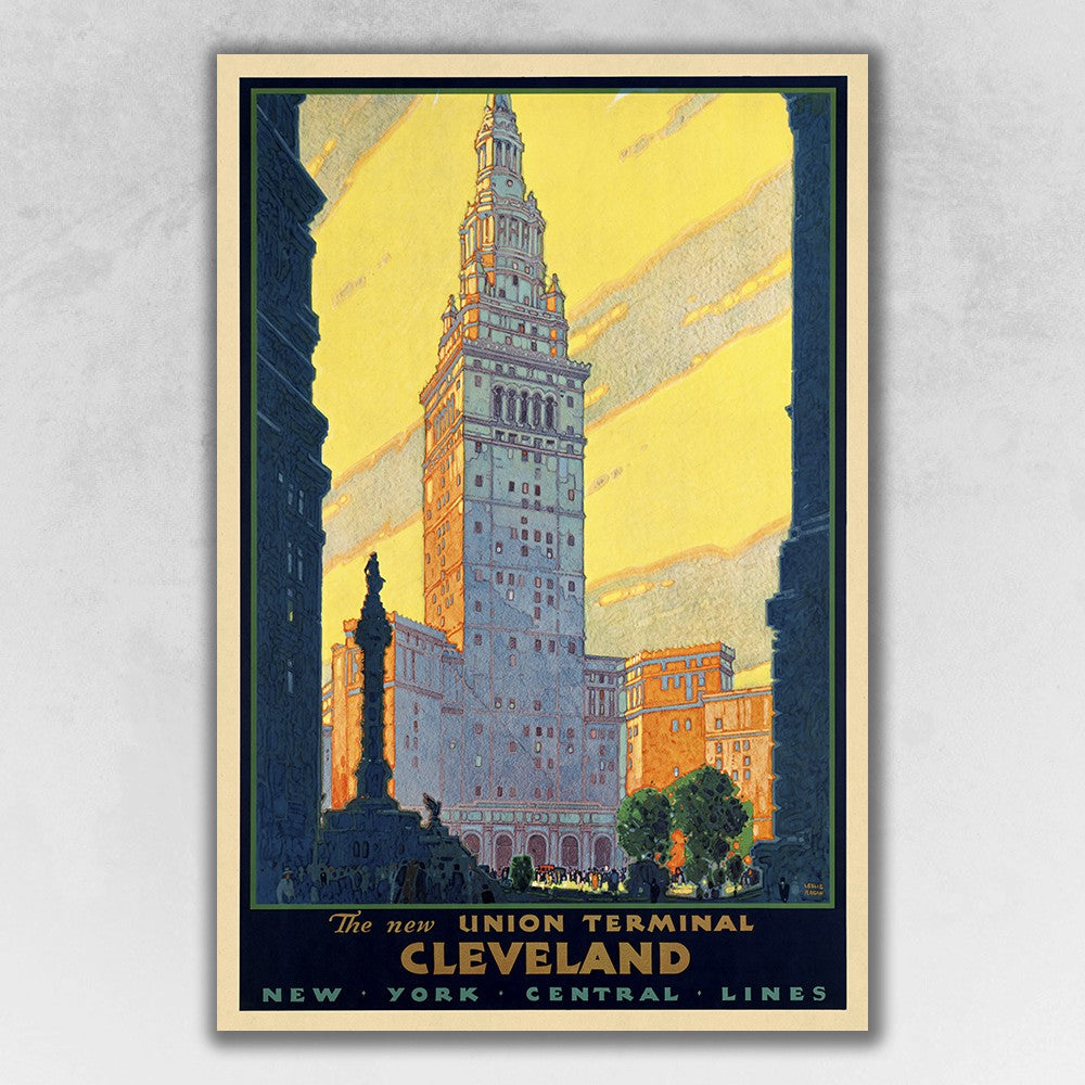 16" x 24" Cleveland Union Terminal Vintage Travel Poster Wall Art