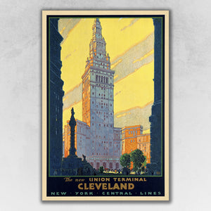 16" x 24" Cleveland Union Terminal Vintage Travel Poster Wall Art