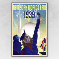 24" x 36" New York 1939 World's Fair Vintage Travel Poster Wall Art