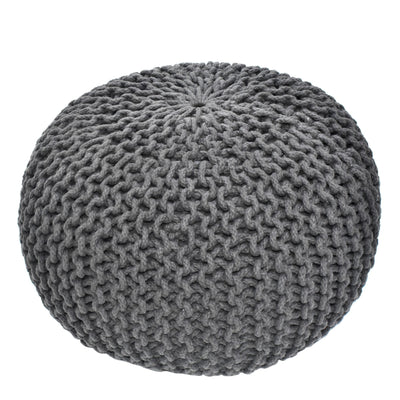 Cotton Zig Zag Knitted Slate Gray Pouf Ottoman