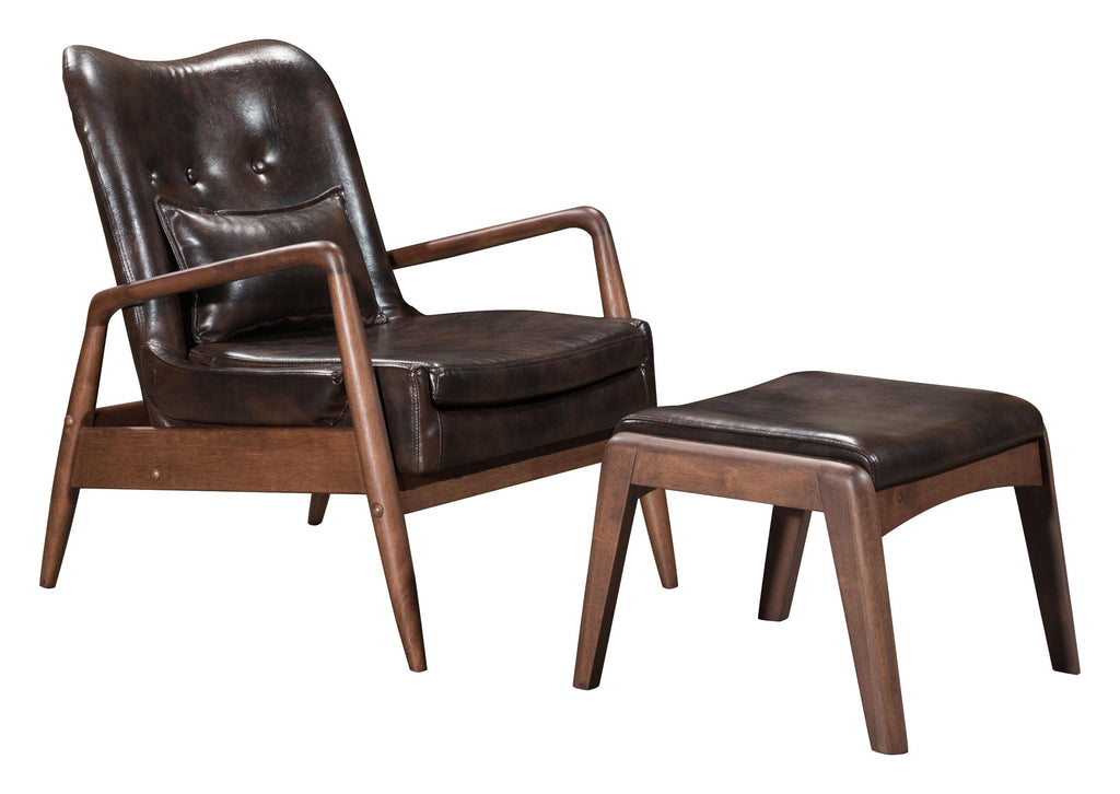 Bully Lounge Chair &amp; Ottoman Brown