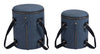 Set of Two Zipper Blue Storage Ottomans