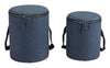 Set of Two Zipper Blue Storage Ottomans