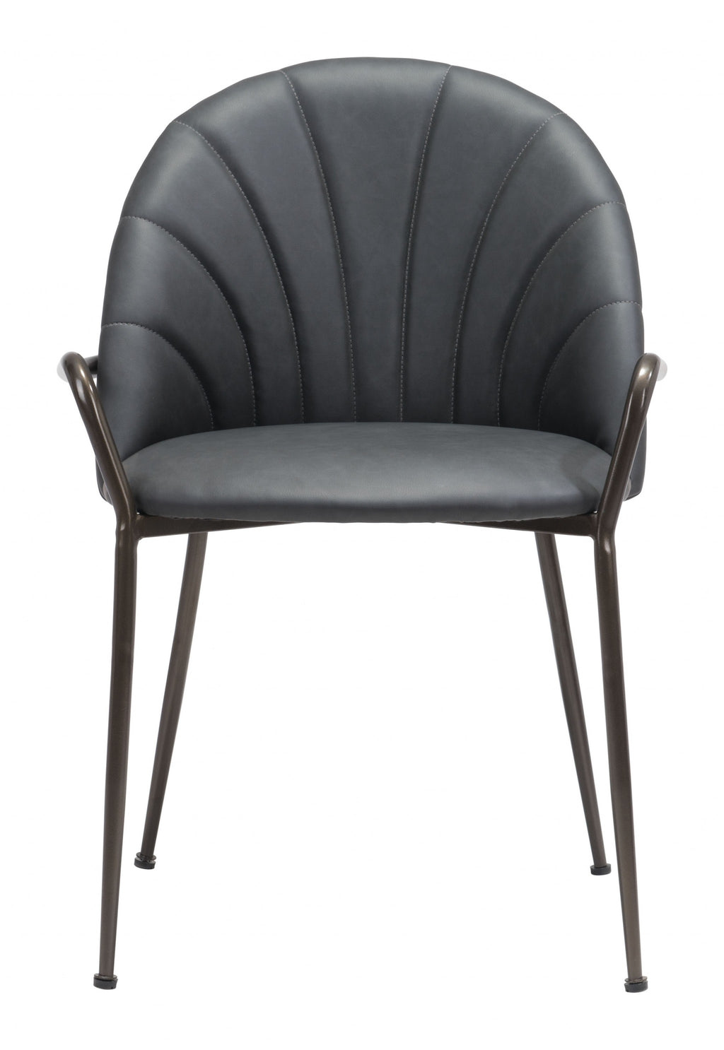 Set of Two Dark Gray Faux Leather Arch Dining Chairs