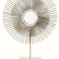 Modern Morning Sunshine Gold Sun Sculpture with Marble Base