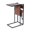 Modern Dark Wood and Metal End or Side Table with USB and Magazine Storage