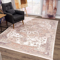 4’ x 6’ Beige Classic Medallion Area Rug