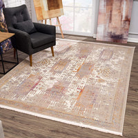 2’ x 4’ Beige Faded Tribal Motifs Area Rug