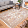 8’ x 11’ Beige Faded Tribal Motifs Area Rug